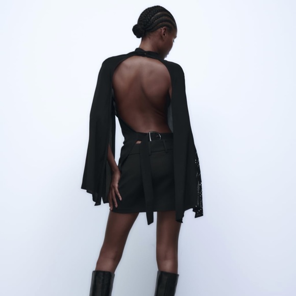 NWT Zara Rhinestone Cape Sleeved Blouse - Picture 6 of 11